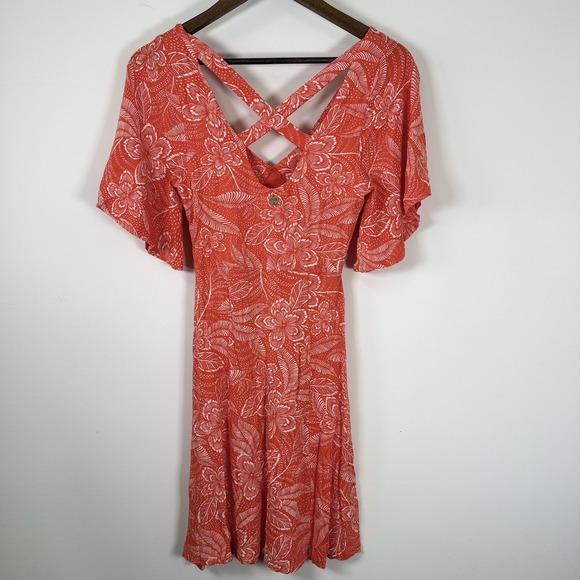 Women's‎ Rip Curl Floral Sundress Orange Hawaiian Flower Size Small - Picture 7 of 7